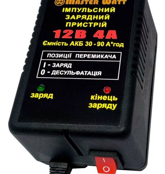 Імпульсне ЗУ для акумулятора MW-IZU12-4A 12V (30-90Ah) (MF,WET,AGM,NICD,NIMH), 160-245V, Ток заряда 4.5A15.5V, крокодили в комплекті