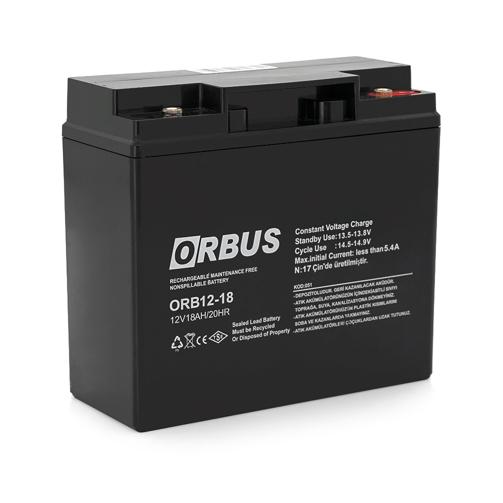 28751 Акумуляторна батарея ORBUS ORB1218 AGM 12V 18 Ah (180 x76x167) 5 kg Q4 / 192 - Зображення 1