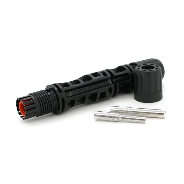 Коннектор MC4 1000V, 50A, луджений-мідний суцільний затискач, трубчастий, перетин 2,5-6 мм&sup2;, IP67 фотоелектричний для сонячних систем, Q1000, OEM, чорний