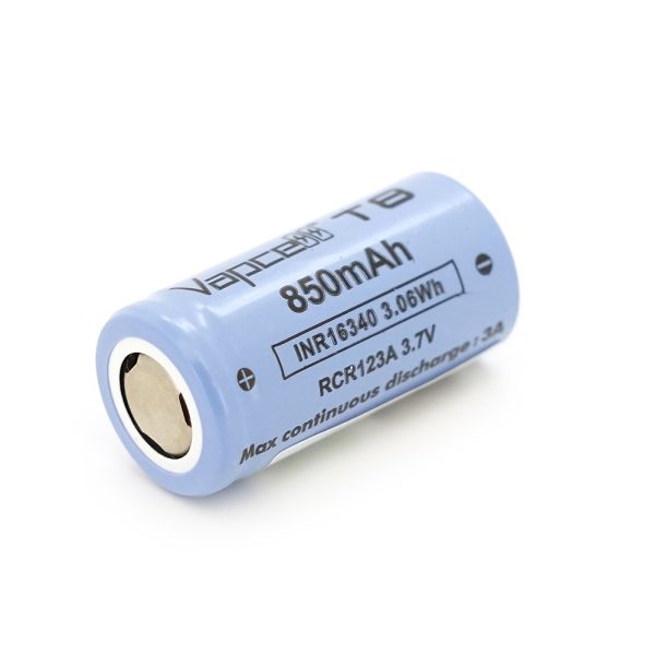 Акумулятор 16340 / CR123 Li-Ion Vapcell T8, 850mAh, 3A, 4.2 / 3.6 / 2.5V, Purple