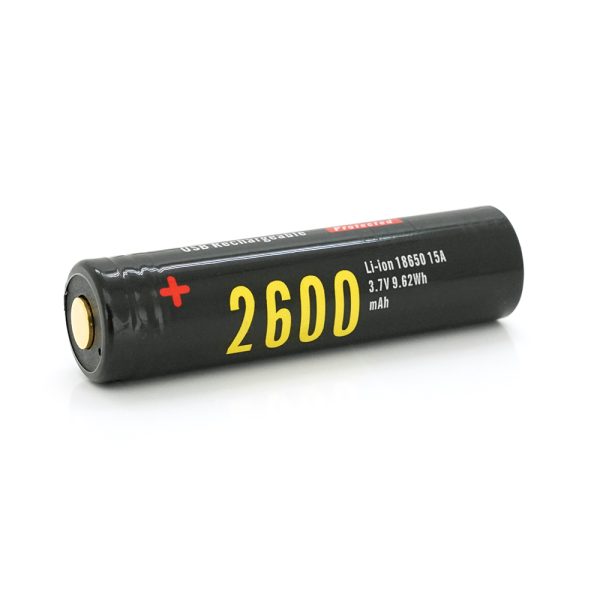 Акумулятор Li-Ion Soshine 18650 18650USB-3.7-2600, microUSB, 2600mAh, 2.5A, 4.2 / 3.6 / 2.75V, Black