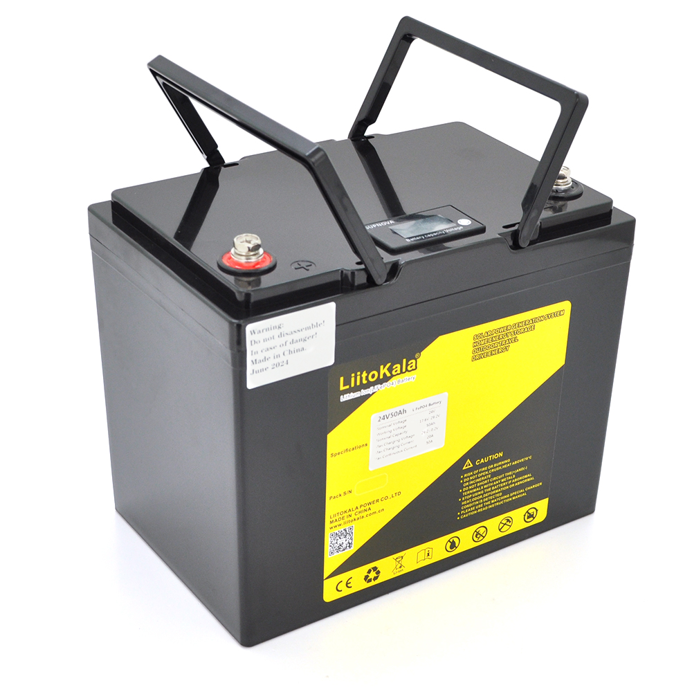 35903 Акумуляторна батарея LiitoKala LiFePO4 24V(29,2V) 50Ah BMS(10(50) / 100A) з LCD дисплеєм (260*170*215mm), 10kg - Зображення 1
