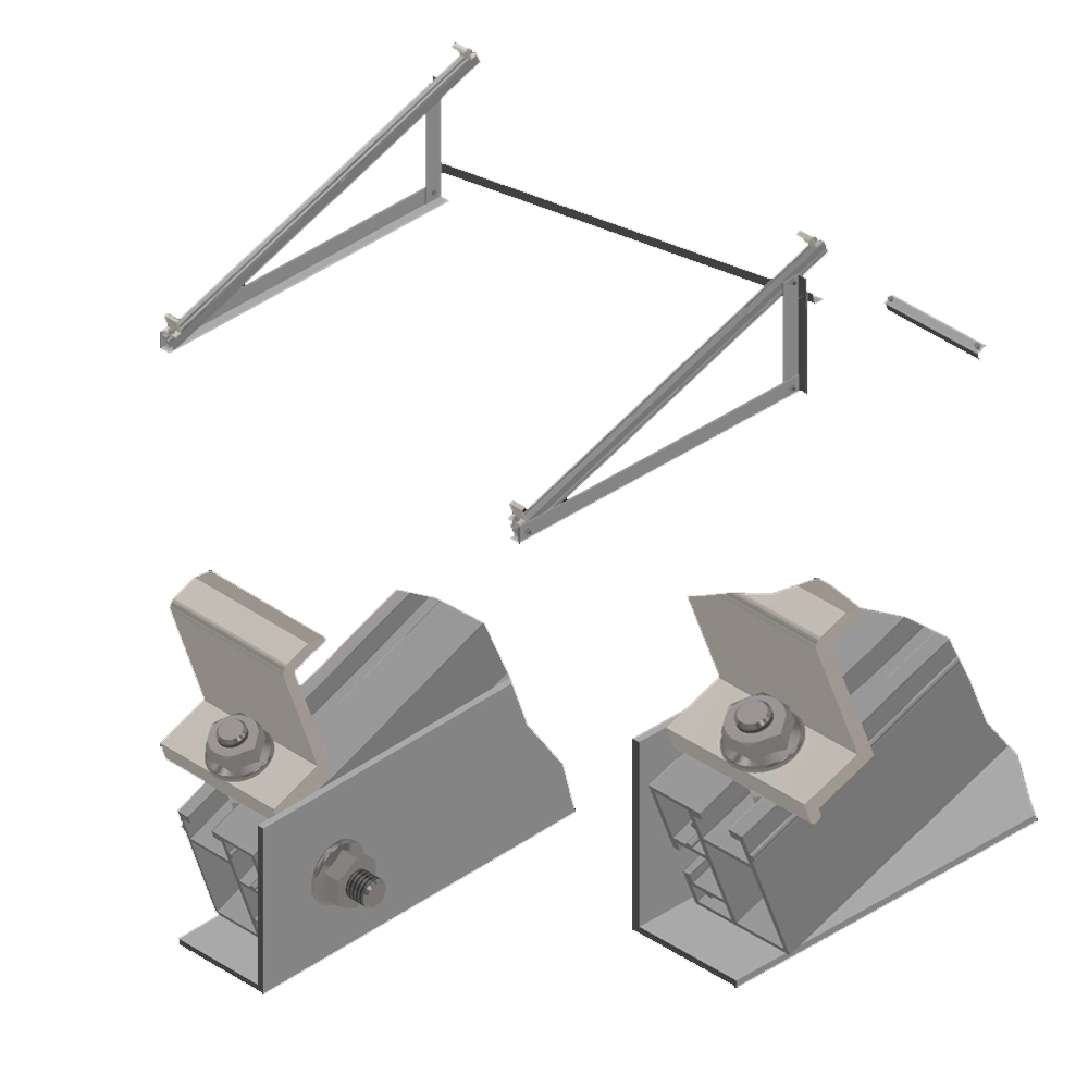 36281 Комплект альбомної системи кріплень НА 2 ФОТОМОДУЛЯ / розмір модуля(2278х1133х35)(кут 30,алюміній) - Зображення 1