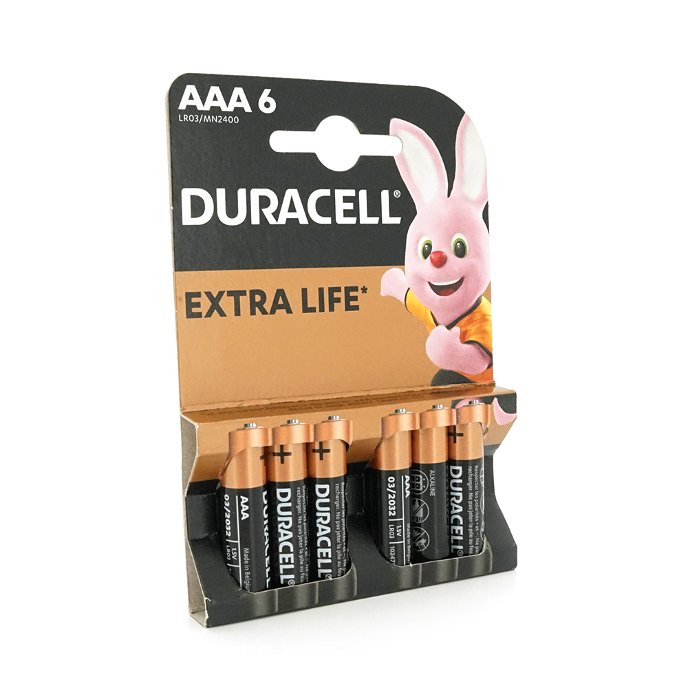 36529 Батарейка лужна DURACELL LR03 (ААА) MN2400, 6шт у блістері, ціна за блістер - Зображення 1