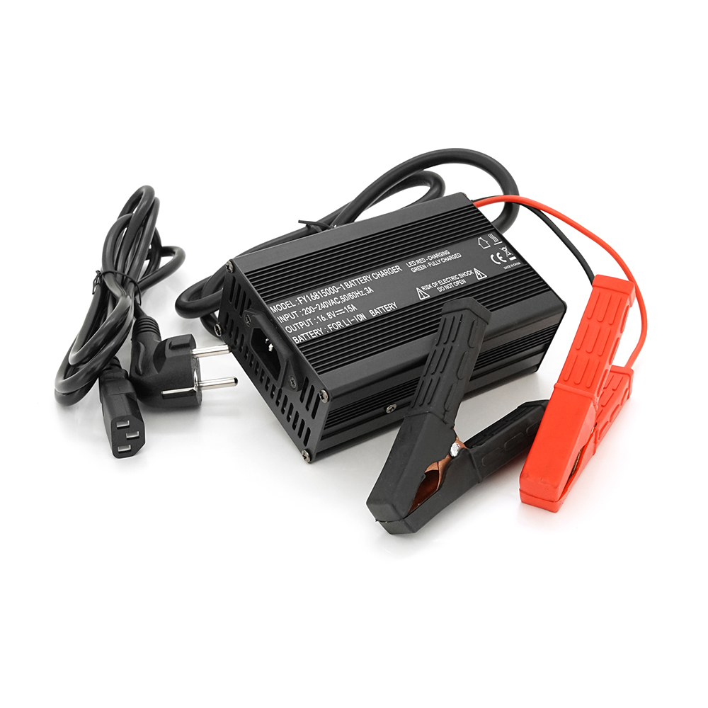 36866 Зарядний пристрій акумуляторів Li-ion 16.8V, 4S, 15A, крокодили, індикація, 135х90х50mm - Зображення 1