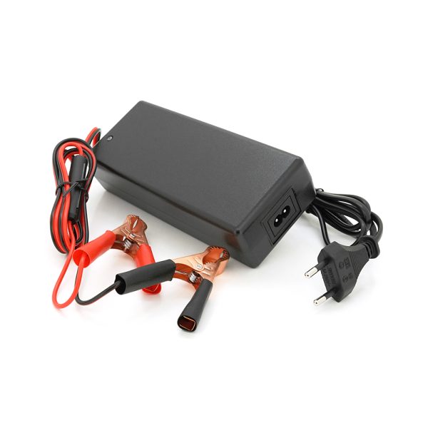Зарядний пристрій для акумуляторів Li-ion 24V(29,4V),7S,4A, індикація,з крокодилами 172x72x40mm