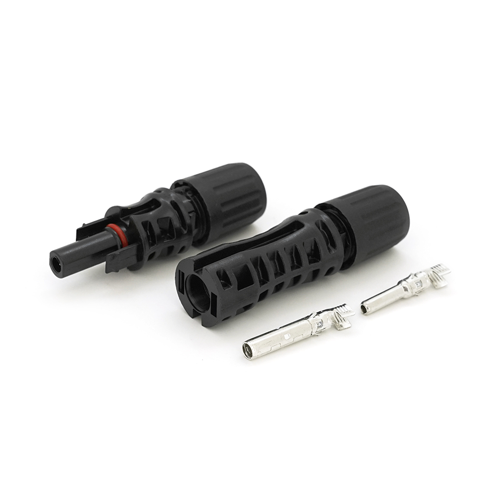 38337 Коннектор MC4 Risin, 1000V, 30A, мідний під затискач, U-подібний, під перетин 2.5-6мм², 0.5мом, вогнестійкість UL94-VO, IP67, Q500, чорний - Зображення 1