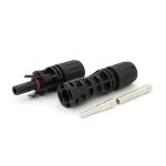 Коннектор MC4 Risin, 1500V, 65A, мідний суцільний затискач, трубчастий, під перетин 4-10мм&sup2;, 0.5мом, вогнестійкість UL94-VO, IP68 Q500 Black