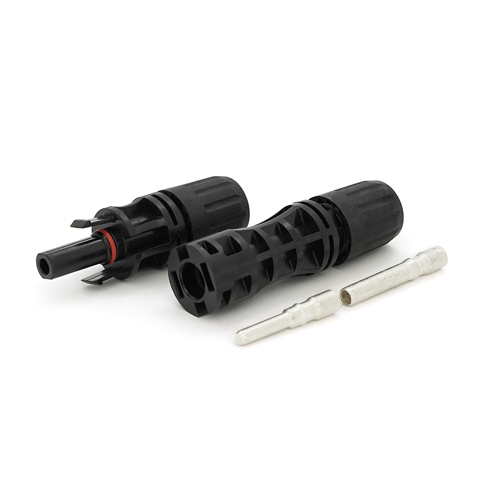 38343 Коннектор MC4 Risin, 1500V, 65A, мідний суцільний затискач, трубчастий, під перетин 4-10мм², 0.5мом, вогнестійкість UL94-VO, IP68 Q500 Black - Зображення 1