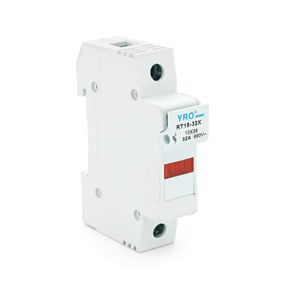 41084 Корпус під плавкий запобіжник YRO RT18-32 / 1P, 32A, 500 / 690V, зі світловим індикатором, DIN, під запобіжник 10*38mm, контакти мідь 78*17.6mm - Зображення 1