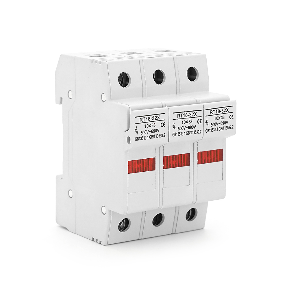 41091 Корпус під плавкий запобіжник YRO RT18-32 / 3P, 32A, 500 / 690V, зі світловим індикатором, DIN, під запобіжник 10*38mm, контакти латунь.78*52.8mm - Зображення 1