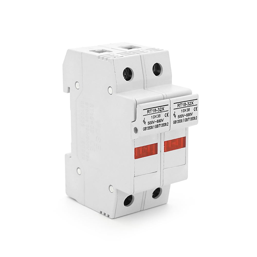41096 Корпус під плавкий запобіжник YRO RT18-32 / 2P, 32A, 500 / 690V, зі світловим індикатором, DIN, запобіжник під 10*38mm, контакти сталь.78*35.2mm - Зображення 1