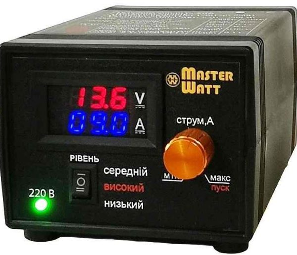 ЗУ для LiFePO4 акумуляторів MW-IZU12-25A(Ц) 12V з цифровим амперметром та регулятором струму до 25А, 150-250V, (MF,AGM,GEL,CA / CA,LiFePO4)