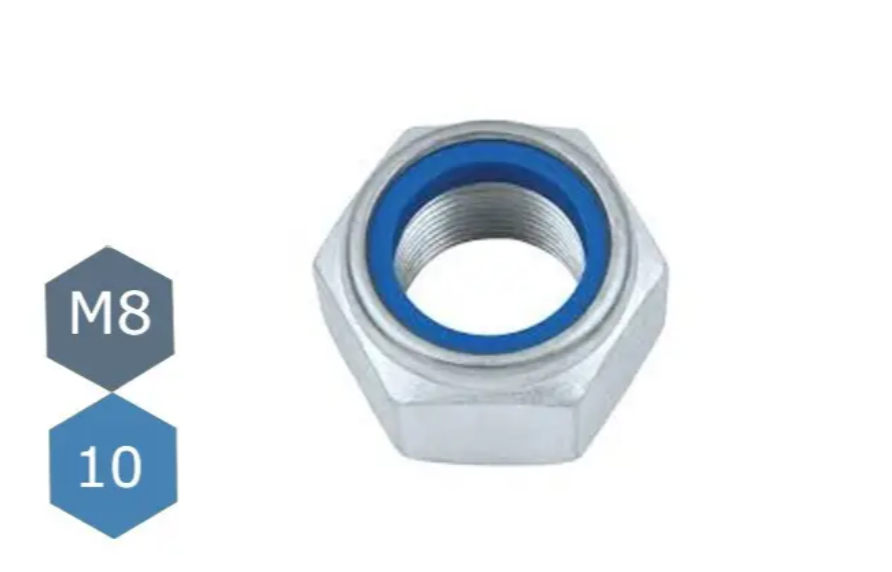 43336 Гайка М8 самоконтряща з нейлоновим кільцем клас міцності 10.0 DIN 985 - Зображення 1