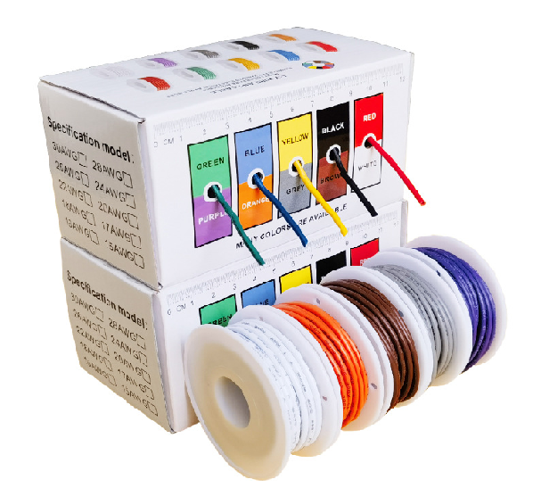 43507 Кабель силіконовий луджений AWG 16 16AWG / 1.27квМ / 600В, 5*4 метрів, CU, вологостійкий, термостійкий, multikolor, 400*300*300mm, BOX - Зображення 1