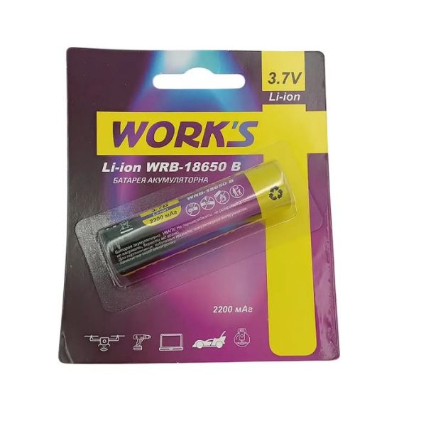 Акумуляторні батареї Li-ion WRB 18650, тип батарейки, клас струму 1С, 3,7V, Type-c, 2200mAh, 1000 циклів, блістер 1шт